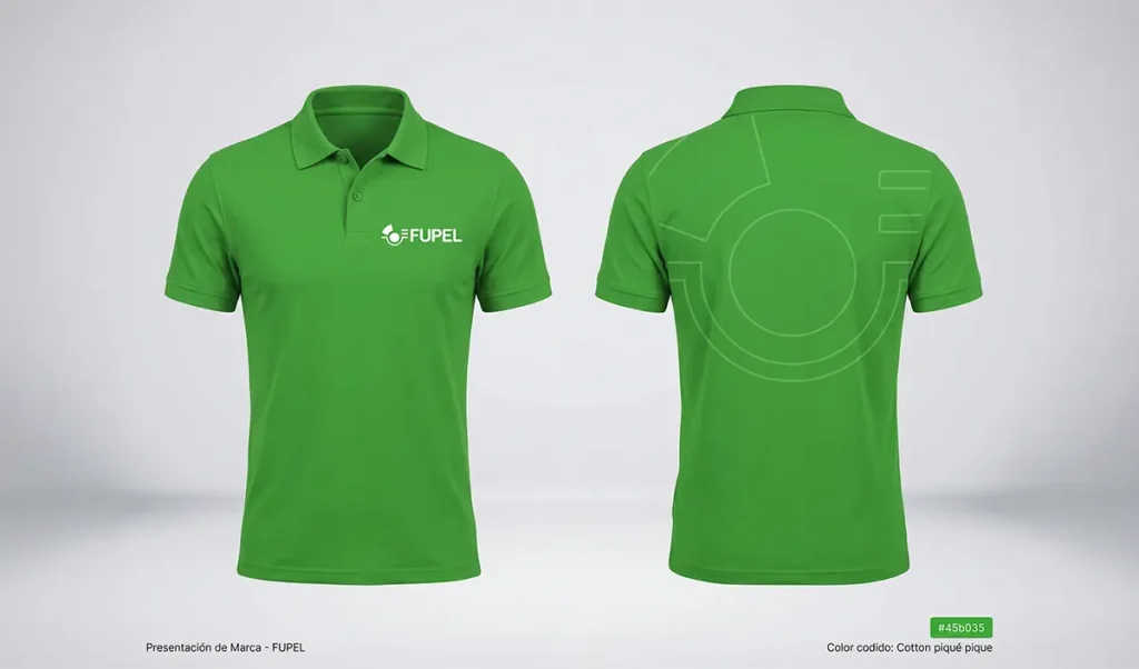 Mockup diseño de camiseta institucional de Fupel por Santiago Avila