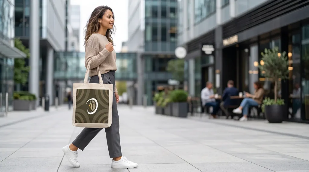 Mockup bolso ecológico del proyecto Dubái Conocoto por Santiago Avila