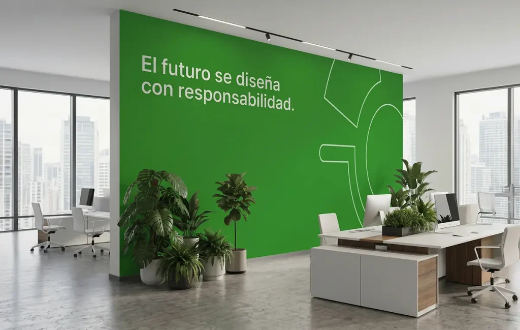 Diseño de pared en oficina de Fupel por Santiago Avila