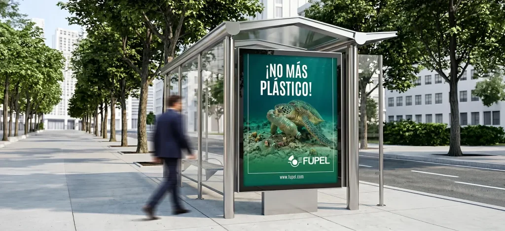 Publicida de no mas plasticos en los oceanos de Fupel por Santiago Avila