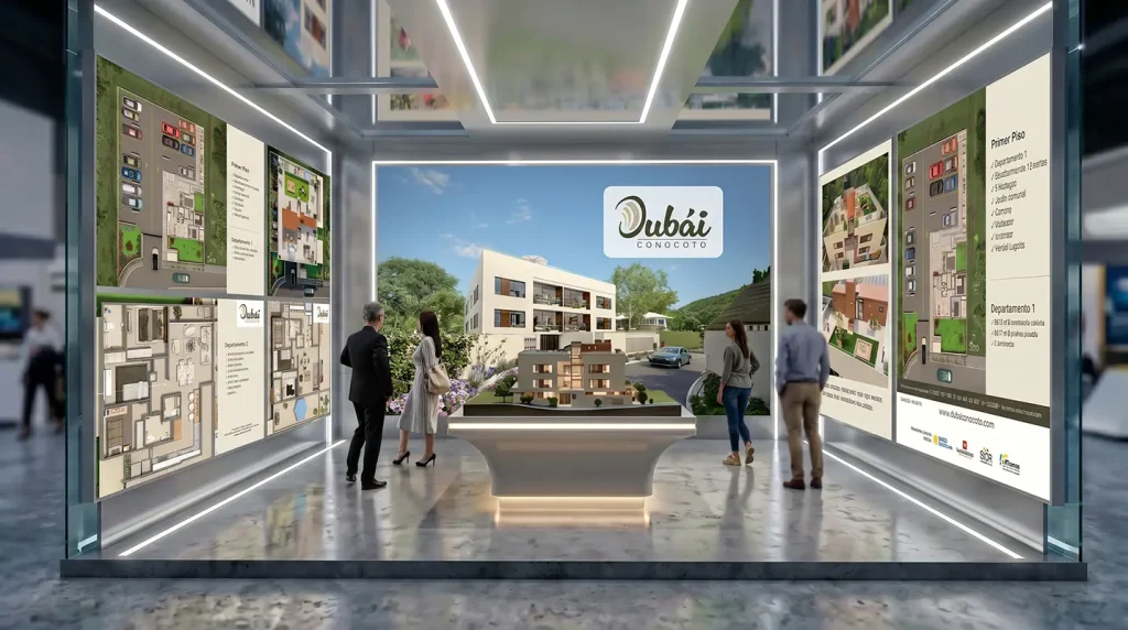 Stand de feria del proyecto inmobiliario Dubai Conocoto por Santiago Avila