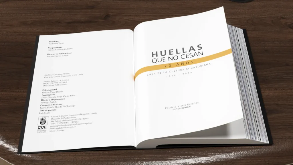 Primera página del libro Huellas que no cesan de la CCE