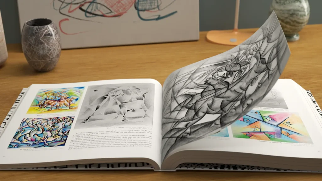 Maquetación de catálogo de arte contemporáneo y esculturas de Estuardo Maldonado
